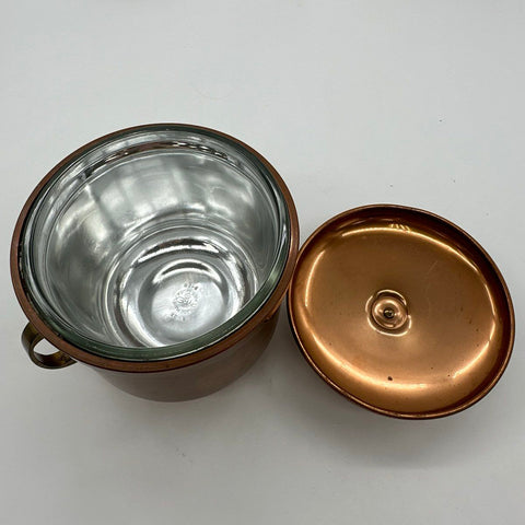 Farber Brothers Solid Copper Ice Bucket with 2 Quart Pyrex Liner Vintage