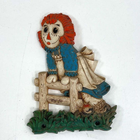 Vintage 1970s Miller Studio Raggedy Ann & Andy 3D Wall Decor Plaque Nursery