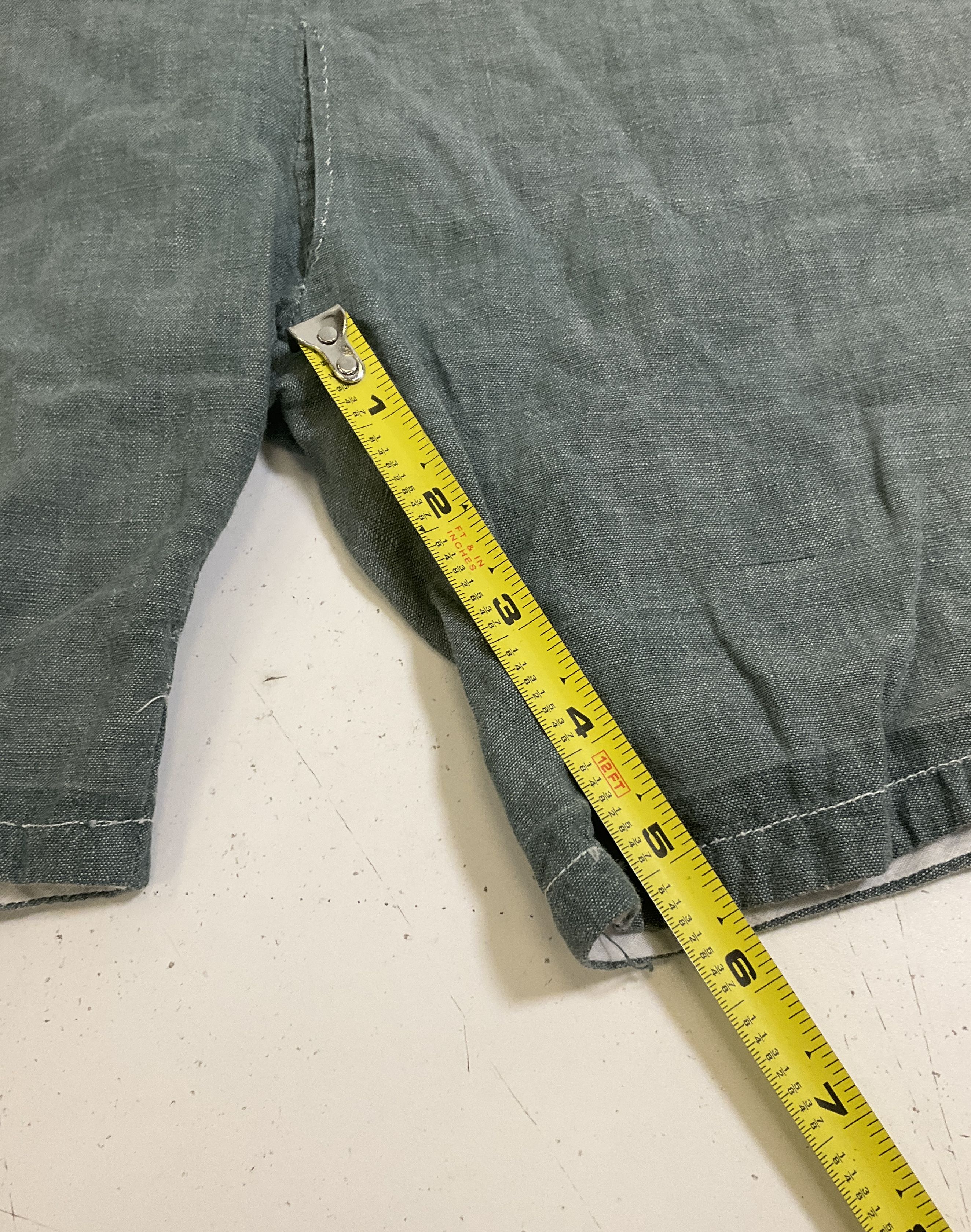 Vintage 1950s Baby Romper Chambray Drop Seat Peter Pan Collar Gray One Piece