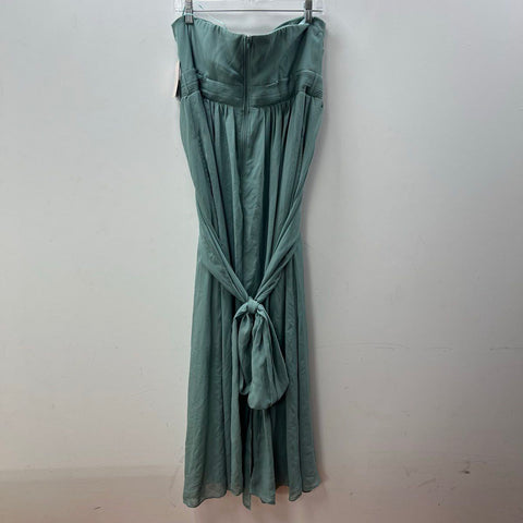 NWT Birdy Grey Grace Chiffon Slit Bridesmaid Dress Sea Glass Strapless Gown Sz