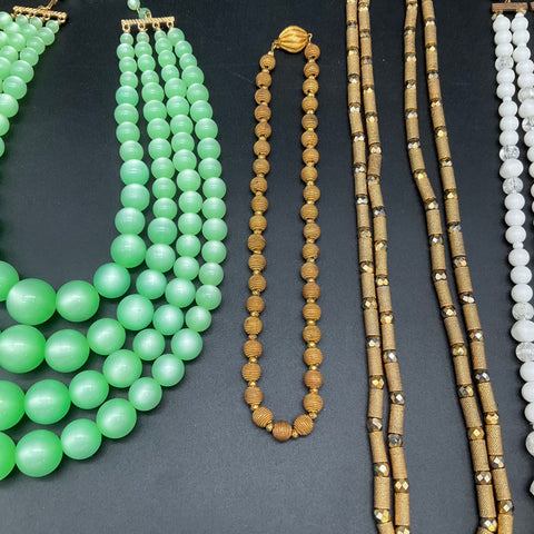 Vintage Trifari Costume Jewelry Lot of 7 Multi-Strand Beaded Necklaces