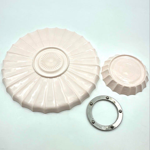 Vintage Pink Melamine Lazy Susan 3pc Set 5 Compartment Divided Serving 14 Inch