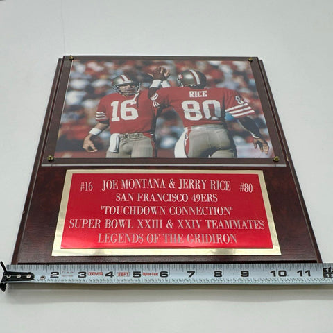 NFL Football Plaque Joe Montana Jerry Rice 49ers Legends Gridiron 15x12 Inch