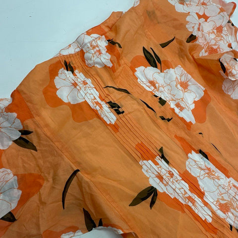 Beyond By Vera Women's Orange Floral Pintuck Tiered Maxi Dress Size M