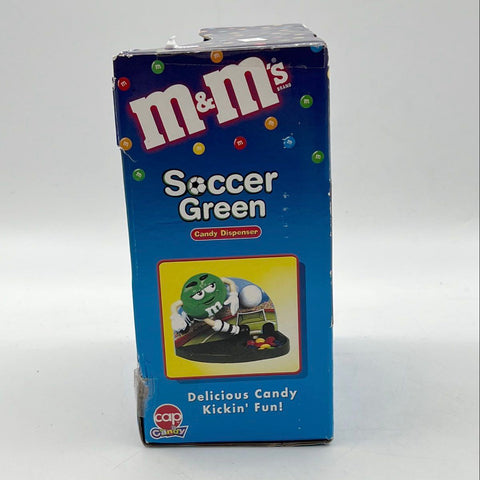 M&M's Soccer Green Candy Dispenser Green Vintage Cap Candy Original Box IOB
