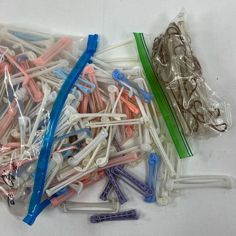Women's Vintage Plastic Swing Arm Curl & Perm Rods Lot Pink & White