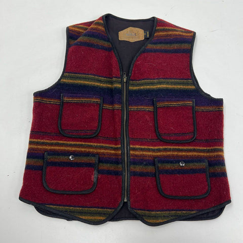Vintage 90s Woolrich Men's Red Wool Blanket Southwestern Vest Size M