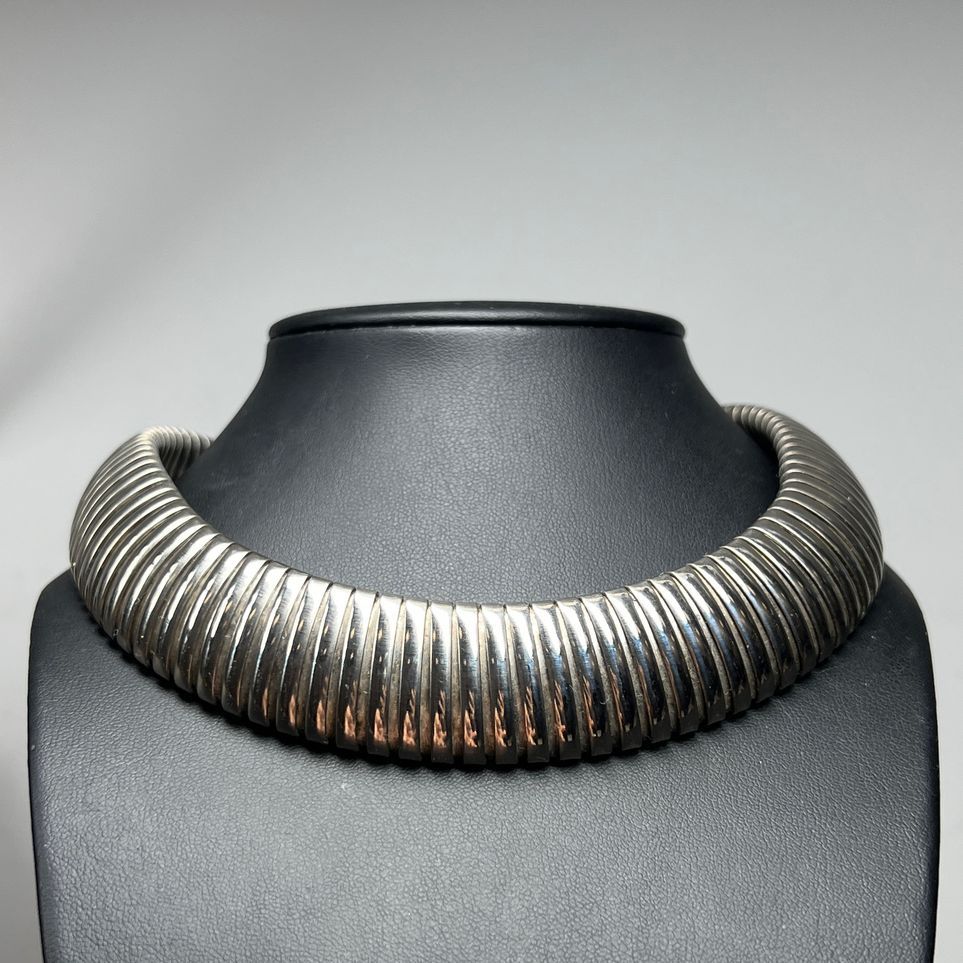 Silver Tone Gas Pipe Necklace