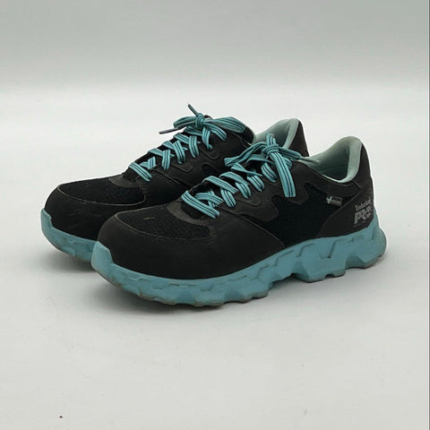 Timberland PRO Powertrain Alloy Toe Black Blue Work Shoe Women's Size 7M 92668