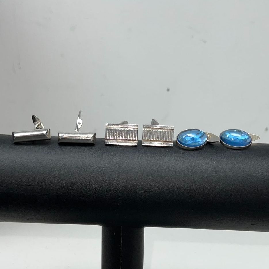 3 Pair Sterling Silver Cufflinks Men's Accessories 27g