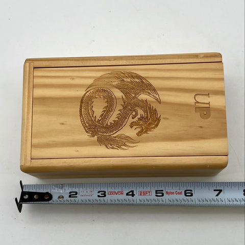 Ark Premium Wooden Dice Tray Vault Dragon Laser Etched Sliding Lid