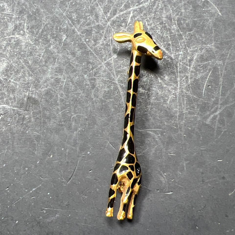 Carol Lee Black Enamel Giraffe Gold Tone Brooch