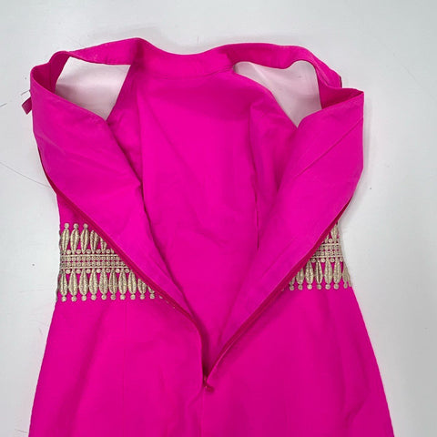 Lilly Pulitzer Women's Pink Francie Dress Gold Embroidered Sleeveless Sz 4
