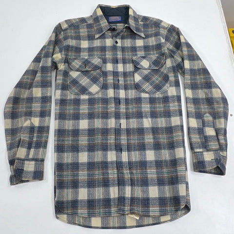 Vintage 70s Pendleton Wool Flannel Plaid Shirt Quilted Yoke USA Sz M