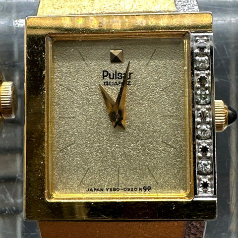 Vintage Pulsar Womens Watch Lot of 5 Gold Tone Quartz Bracelet Stretch Bands