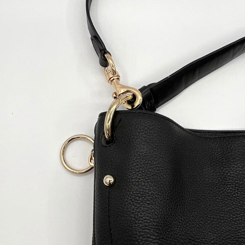 Rebecca Minkoff Black Pebbled Leather Hobo Shoulder Bag Gold Hardware