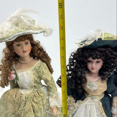 Vintage 90s Goldensale Collection Lot of 2 Porcelain Dolls Victorian Style 17"