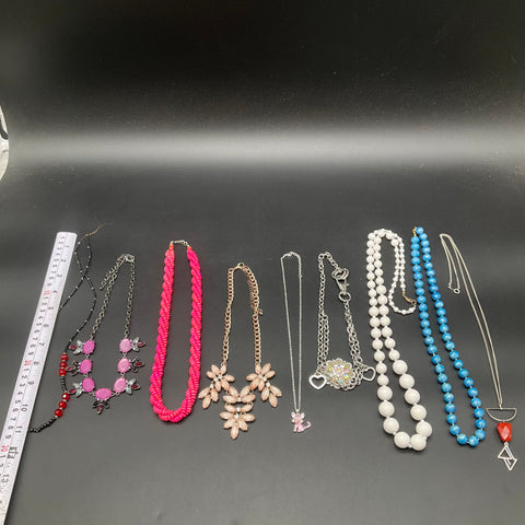 Fashion Costume Jewelry Lot of 9 Statement Necklaces Beads Rhinestones
