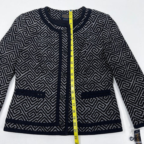 Pendleton Women's Black Geometric Cotton Button Front Jacket Sz 6 Petite NWT