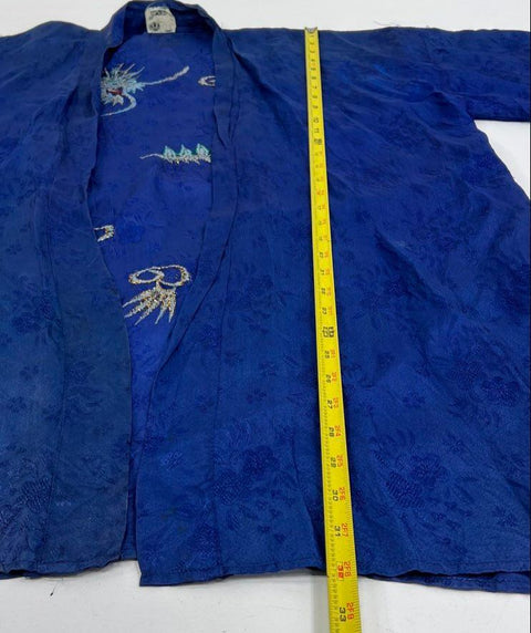 Vintage 60s AIC Japan Embroidered Dragon Kimono Robe Jacket Made in Japan Sz L