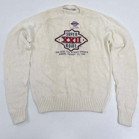 Vintage 1988 Super Bowl XXII Embroidered Knit Sweater Logo 7 Sz XL
