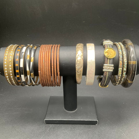 Vintage Boho Jewelry Lot 20 Mixed Metal Bangle Bracelets Sisi Amber Turquoise