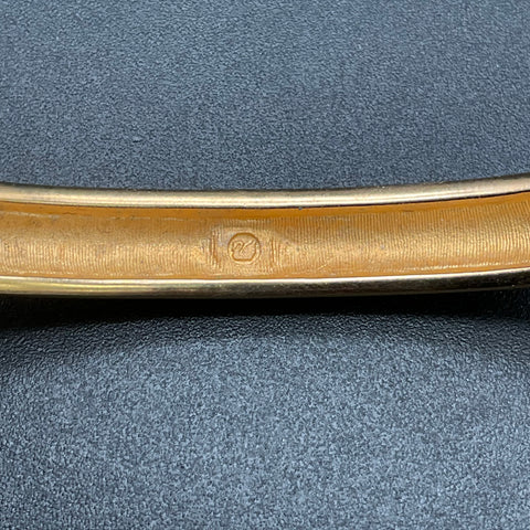 Swarovski Brushed Gold Tone Bangle Bracelet Swan Logo Clear Crystal Accents
