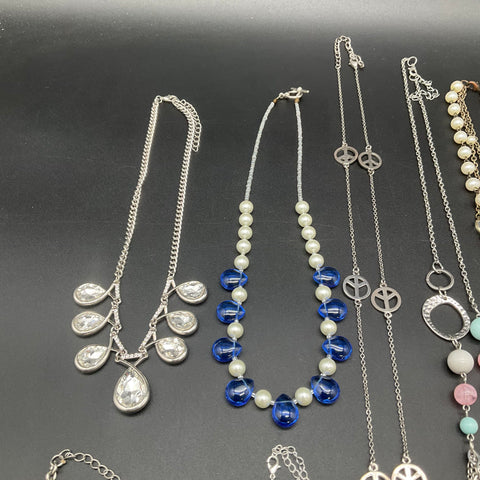 Fashion Jewelry Necklace Lot 10pc Faux Pearl Rhinestone Peace Anchor Pendants