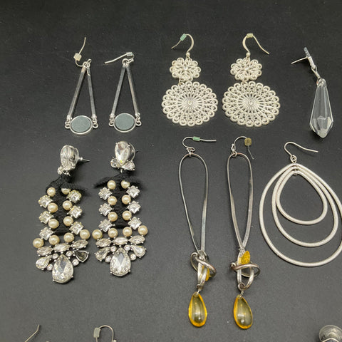 Boho Modern Costume Earrings Lot 16 Pairs Geometric Statement Drop Stud