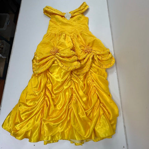 Beauty and the Beast Belle Ball Gown Costume Dress Yellow Ruched Junior Sz S