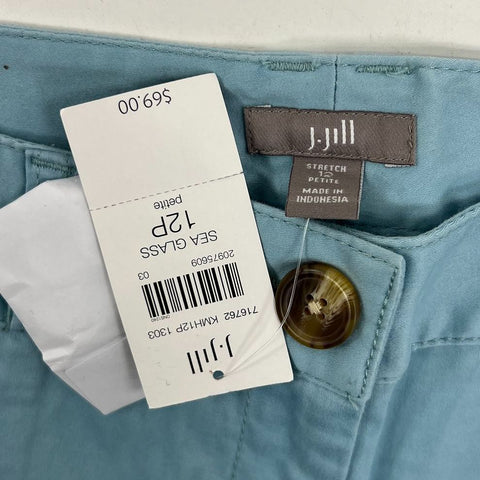 NWT J.Jill Sea Glass Stretch Cuffed Hem Cropped Chino Pants Women's 12P