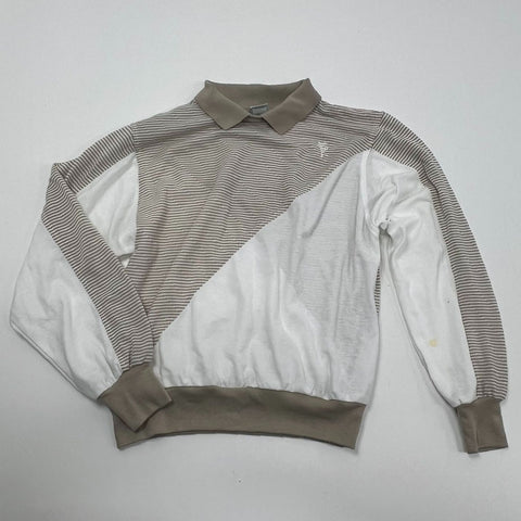 Vintage 80s Lily's of Beverly Hills Tan White Colorblock Sweater Women's L