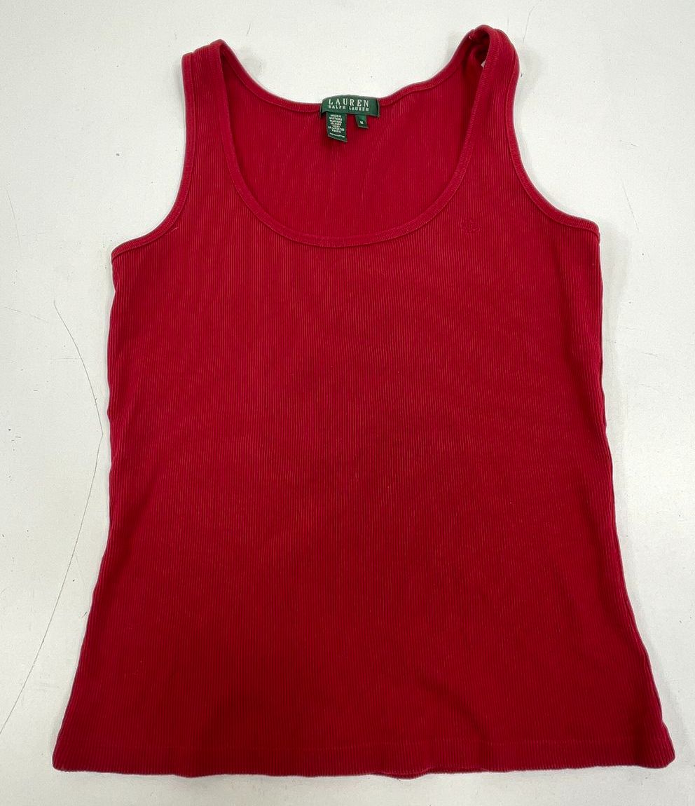 Vintage Y2K Lauren Ralph Lauren Red Peach Ribbed Tank Top Lot of 2 Women's M