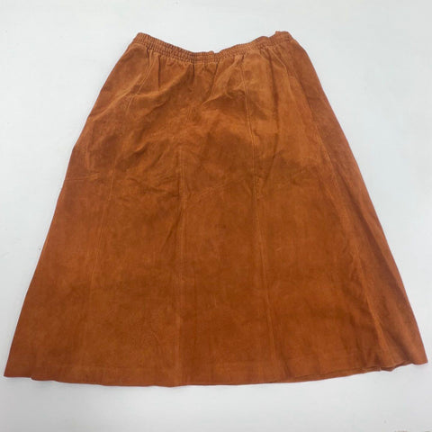 Silhouettes Women's Brown Vintage 90s Suede Leather A-Line Skirt Size 26