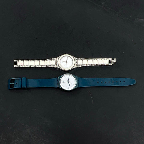 Swatch Irony Stainless Steel and Teal Plastic Swiss Made Watches Lot of 2