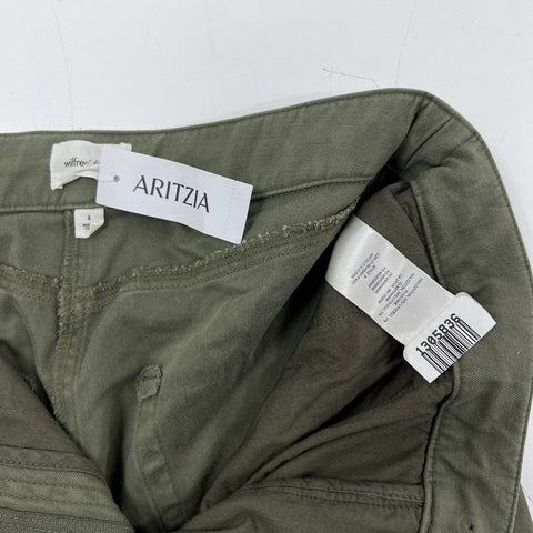 Wilfred Free Women's Kepler Wide Leg Pants Olive Green Cotton Blend NWT Sz 4