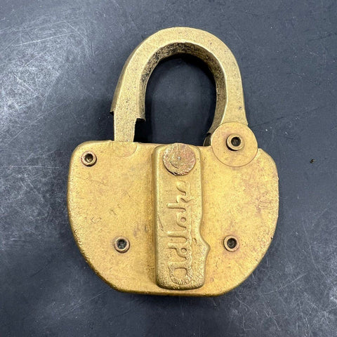 Vintage Adlake Brass Padlock US OF O PAT 2040482 Heavy Duty No Key