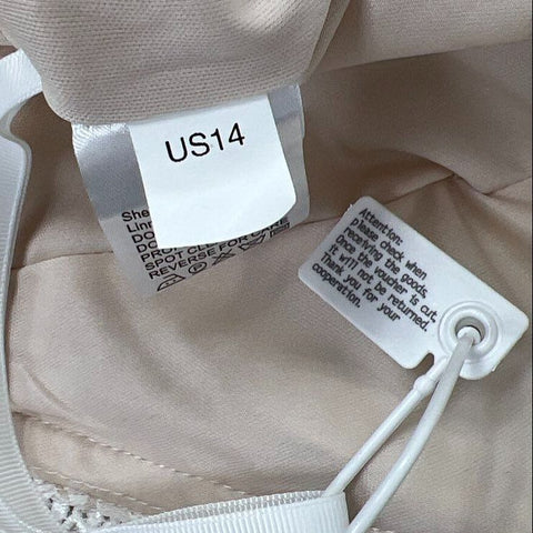 Unbranded White Ivory Floral Lace Long Sleeve Mermaid Gown Dress Women's S