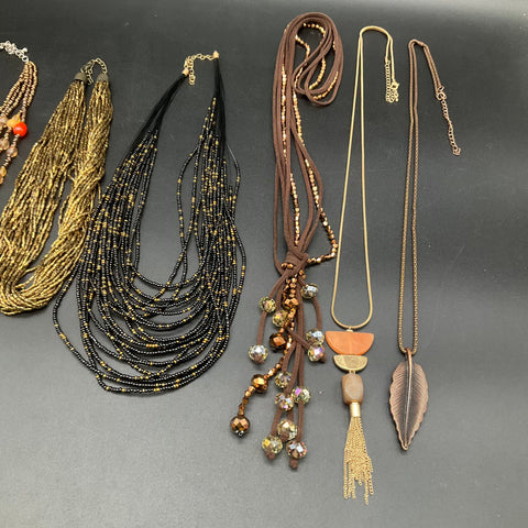Boho Beaded Vintage to Modern Bib Tassel Necklaces Jewelry Lot of 8