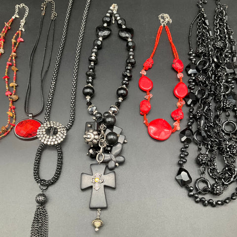 Fashion Costume Necklace Lot of 8 Statement Bib Beaded Cross Tassel Rhinestone