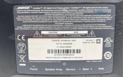 Bose CineMate 1 SR Subwoofer Acoustimass Module 329009 Untested As-Is