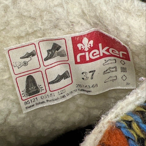 Rieker Felicitas Z6743 Mustard Yellow Multi Knit Ankle Boots Women's Size 37