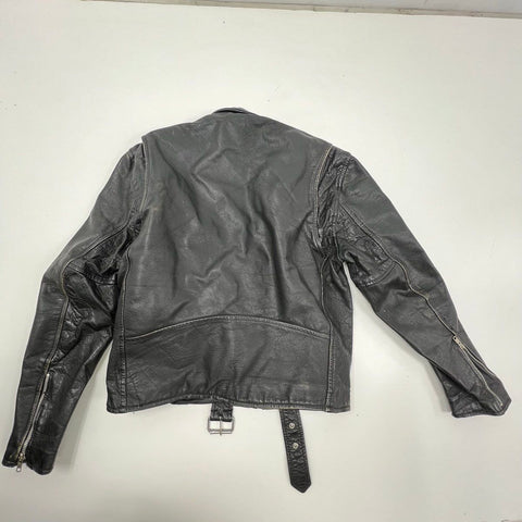 Vintage 80s Wilsons Asymmetrical Moto Biker Leather Jacket Quilted Lined Sz L