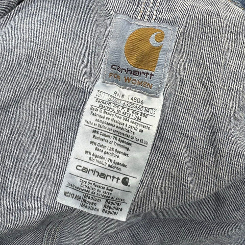 Carhartt Womens Blue Denim Chore Coat Jacket WC019 Workwear Size Medium