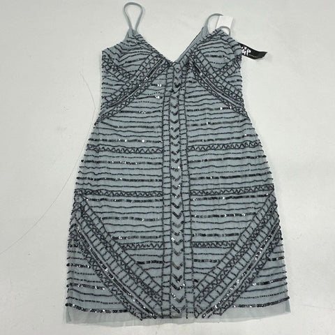 Jump Apparel Women's Light Blue Sequin Beaded Mesh Slim Social Dress NWT Sz 7/8