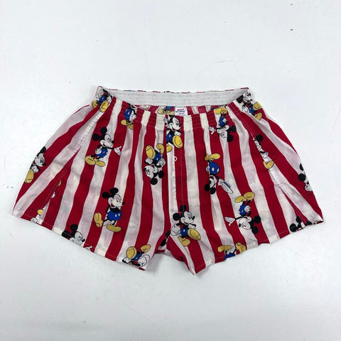 Vintage 90s Mickey Mouse Disney Hanes Striped Boxer Shorts Made in USA Sz L