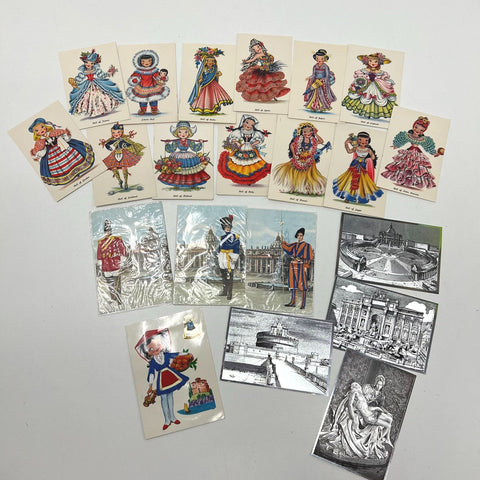 Vintage Postcard Lot Dolls of the World Rome Italy Vatican Foil Unused