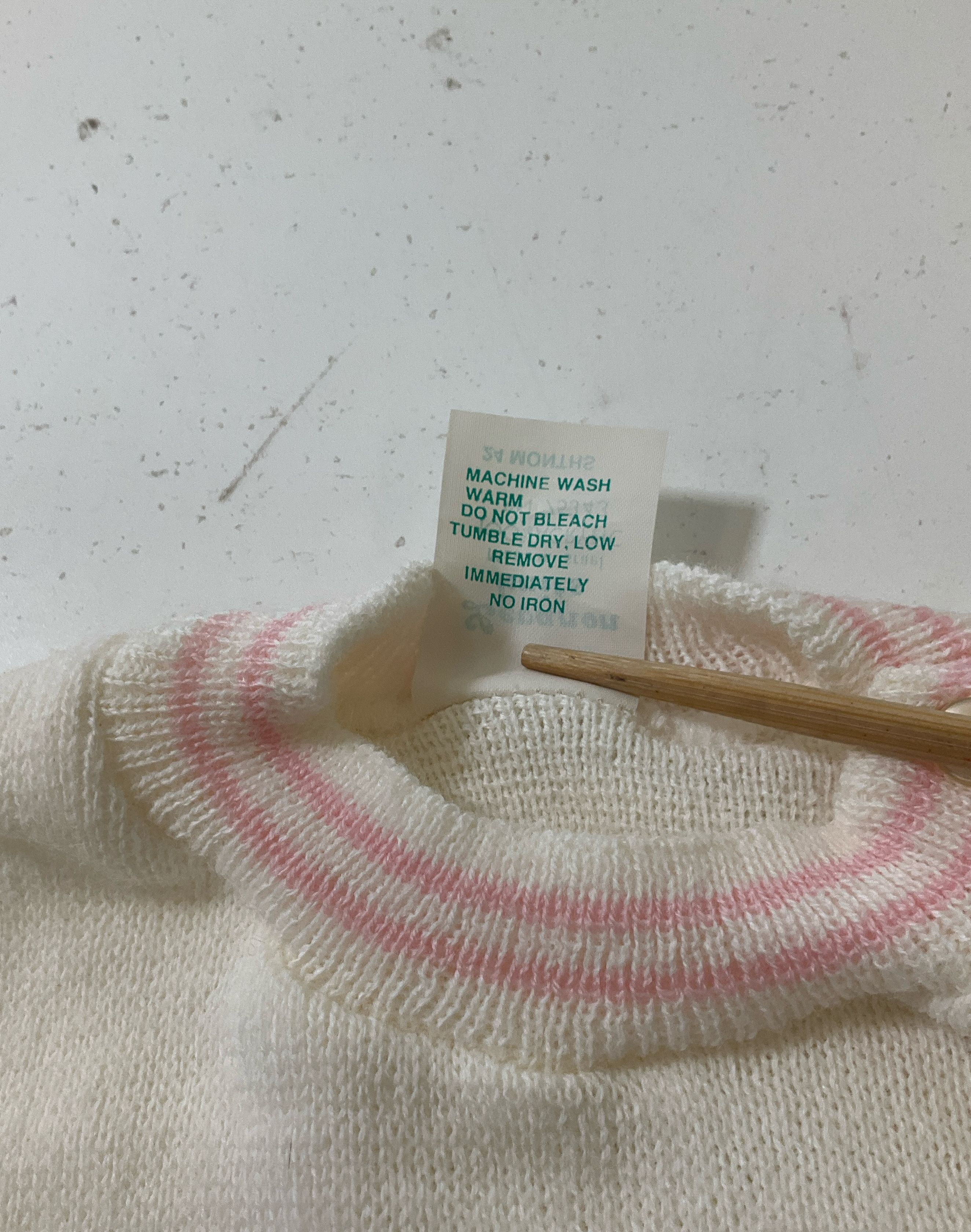 Levanon Knits White & Pink 2 Piece Sweater & Overalls Set 24 Months Vintage NWT