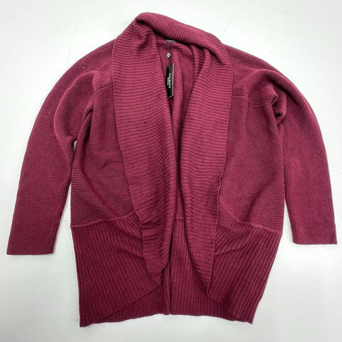 Talbots Women's Cardigan NWT Maroon Merino Wool Drape Open Front Petite Sz 2XP