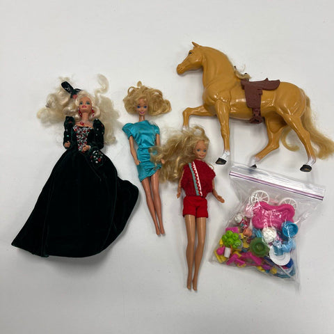 Vintage 1997 Holiday Barbie Doll Lot with Horse & Accessories Mattel